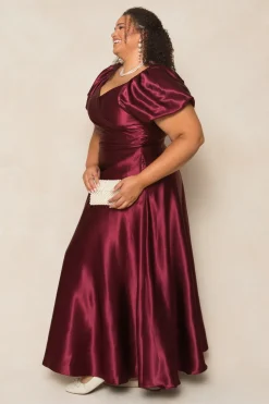 Tessie Dress in Wine Satin