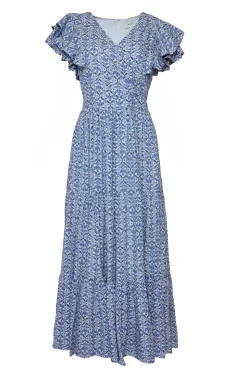 Trixie Dress in Blue Moroccan Tile