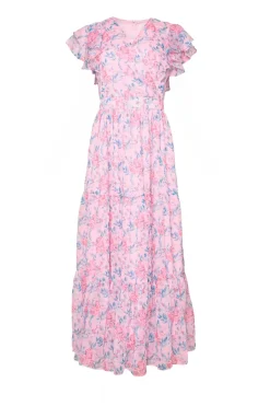 Trixie Dress in Pink Sketched Flower Chiffon
