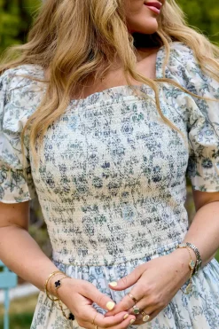 Valencia Dress in Ivory Climbing Vine Bloom
