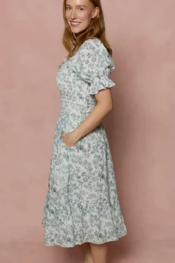 Valencia Dress in Ivory Climbing Vine Bloom