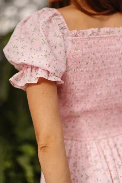 Valencia Dress in Pink Ditsy Floral