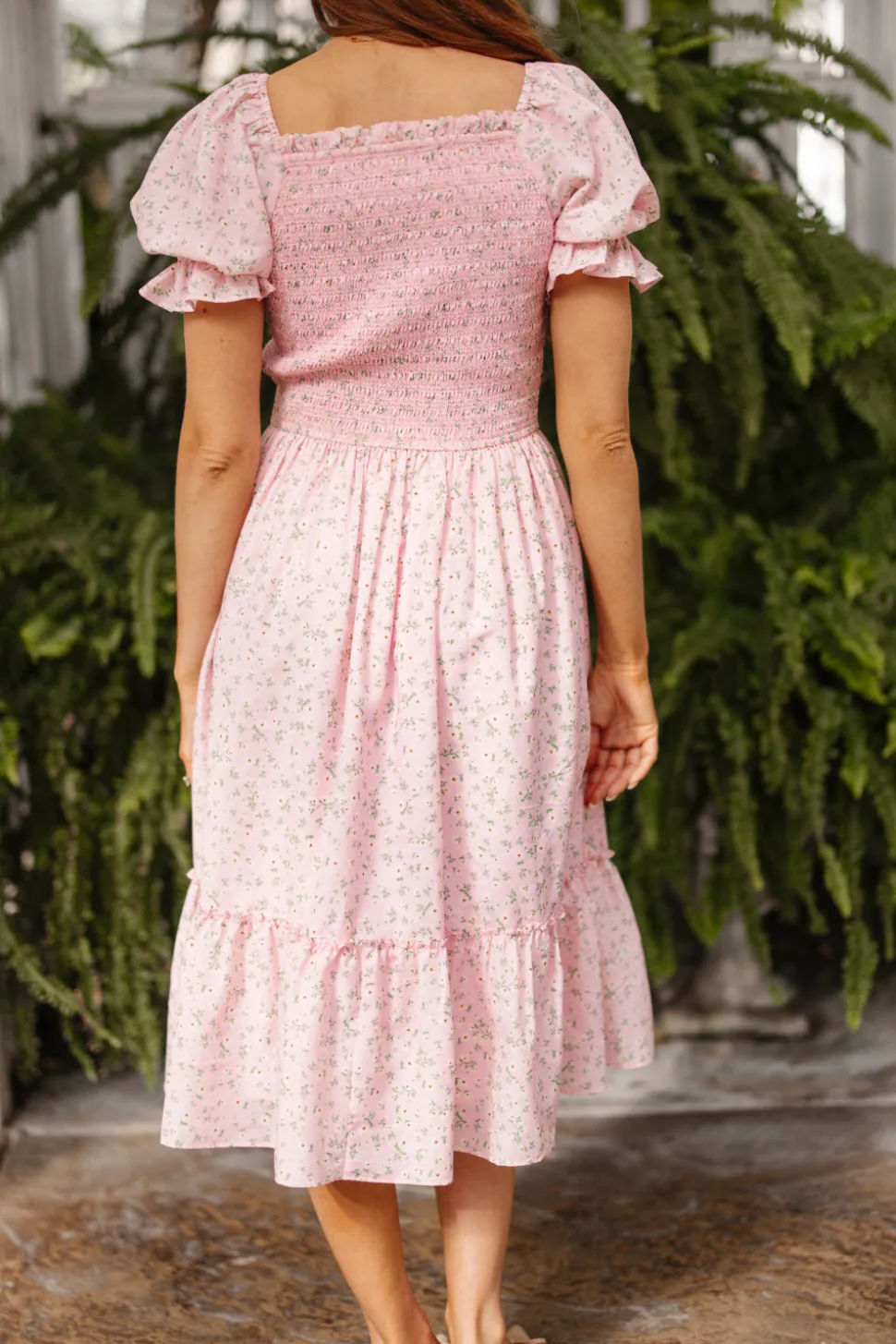 Valencia Dress in Pink Ditsy Floral