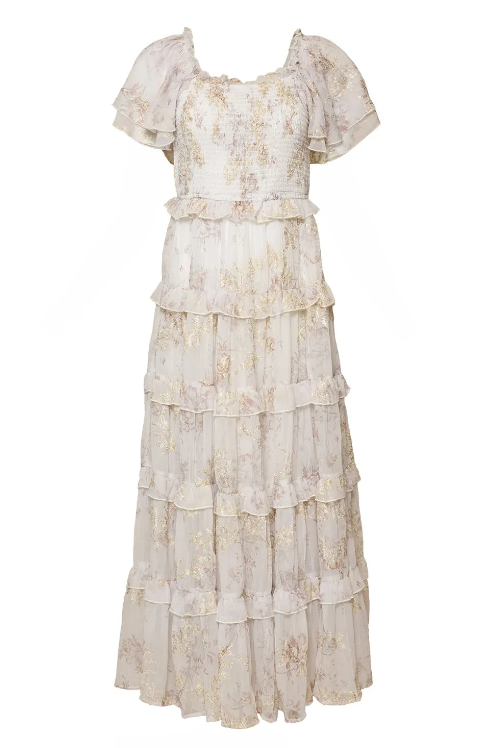 Winnie Dress in Bright White Wispy Wildflower