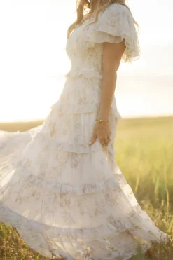 Winnie Dress in Bright White Wispy Wildflower