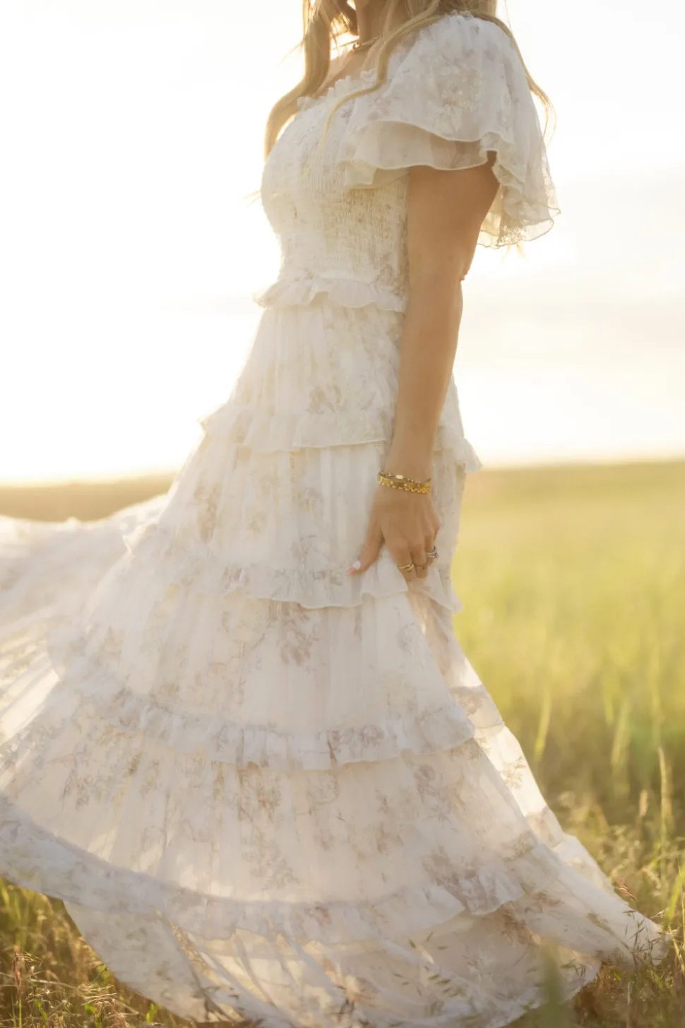 Winnie Dress in Bright White Wispy Wildflower