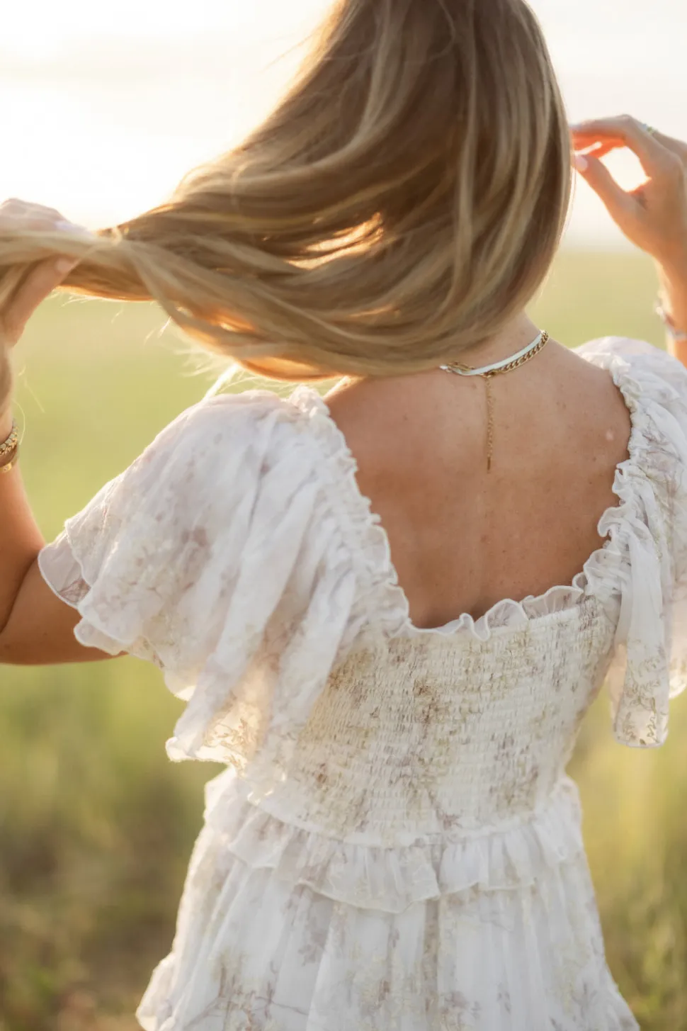 Winnie Dress in Bright White Wispy Wildflower