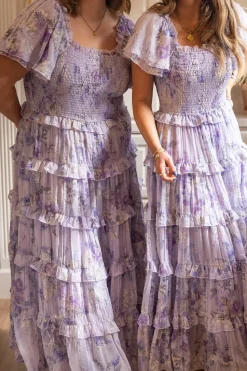 Winnie Dress in Lavender Aquarelle Fleur