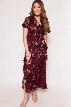 Zamora Dress in Burgundy Floral