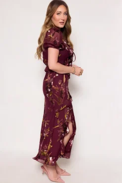 Zamora Dress in Burgundy Floral