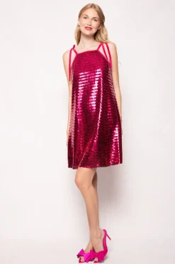 Zelda Dress in Fuchsia Shingle Sequin