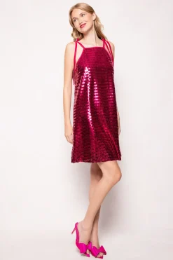 Zelda Dress in Fuchsia Shingle Sequin
